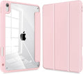 Tuiklol for iPad (A16 Chip) 11th Generation 11 inch 2025 / iPad 10th Generation 10.9 inch 2022 Case Buit in Pencil Holder with Clear Back Shell Cover Trifold Stand Auto Wake/Sleep Pink