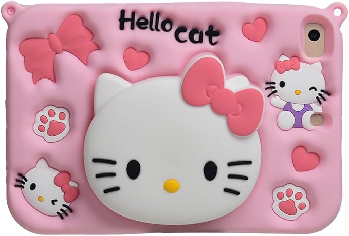 Cartoon Case for iPad Pro 10.5/ iPad Air 3MONEHOYSY Cute Soft Silicone Kickstand [Drop ProofShock ProofAnti Slip] Back Stand Cover Case for Kids Children Teens Girls Boys (Kitty-3)