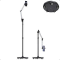 Floor Phone Stand for Recording Overhead Phone Mount with Wheels and Weight Base Free Rotation Aluminum Digital Heavy Duty Stand with Adjustable Angles &amp Height for Content Creation