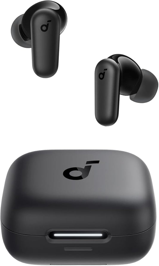 Soundcore P30i by Anker Noise Cancelling Earbuds Strong and Smart Noise Cancelling Powerful Bass 45H Playtime 2-in-1 Case and Phone Stand IP54 Wireless Earbuds Bluetooth 5.4 (Black)