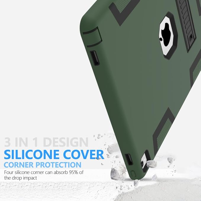 Case for iPad Pro 12.9 Case 2017/2015 (Old Model1st &amp 2nd Gen) Puxicu Heavy Duty Rugged Protective Cover for iPad Pro 12.9 (Model: A1584 A1652 A1670 A1671) Green &amp Black