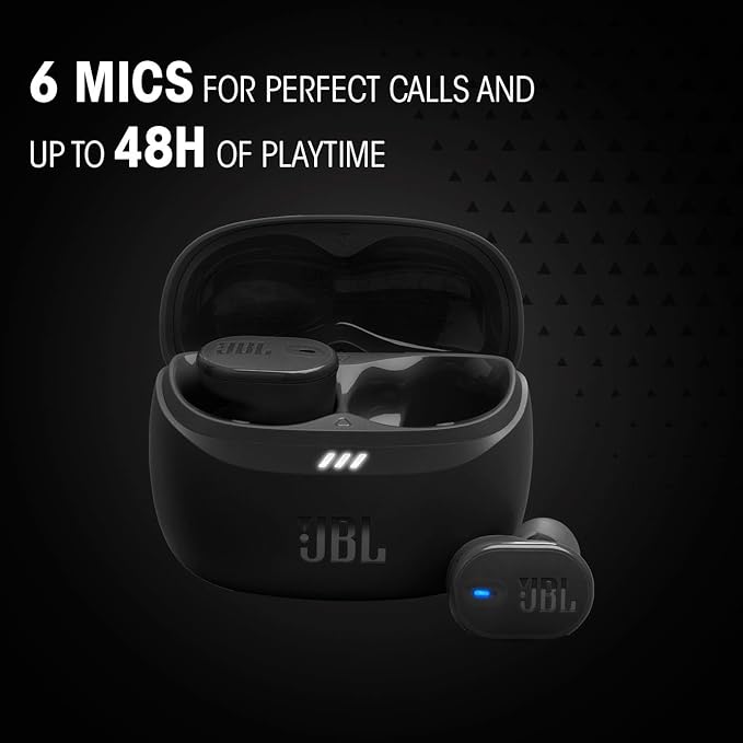 JBL Tune Buds 2 - True Wireless Noise Cancelling Earbuds with JBL Spatial Sound and Smart Ambient Technology 6 mics for Perfect Calls up to 48Hrs of Playback IP54 Dust &amp Water Resistant (Black)