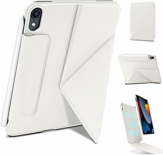 for iPad mini 7 A17 Pro Case(2024)iPad mini 7th/6th Slim Powerful Magnetic Case4 Standibg AnglesVertical Stand Coverwith Auto Wake/Sleep and with Pencil Holder - Cream White