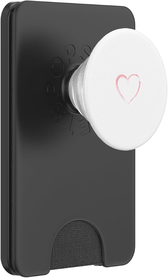 Pink Heart White PopSockets PopWallet for MagSafe