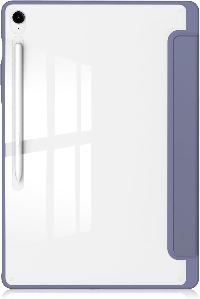 Case for Galaxy Tab S10 FE+/S10 FE Plus 13.1 2025 (Model: SM-X620/SM-X626B) Trifold Stand Cover with S Pen Holder [Auto Wake/Sleep] Shockproof TPU Bumper + Clear Back Shell Lavender Purple