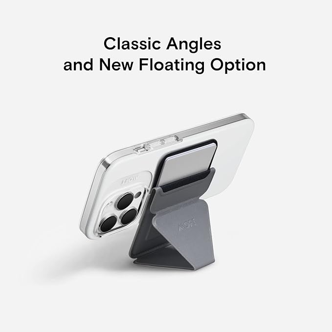 MOFT MagSafe Wallet Stand for iPhone 16/15/14/13/12 Series MagSafe Compatible Phone Stand with 3 Viewing Angles (Cool Gray)