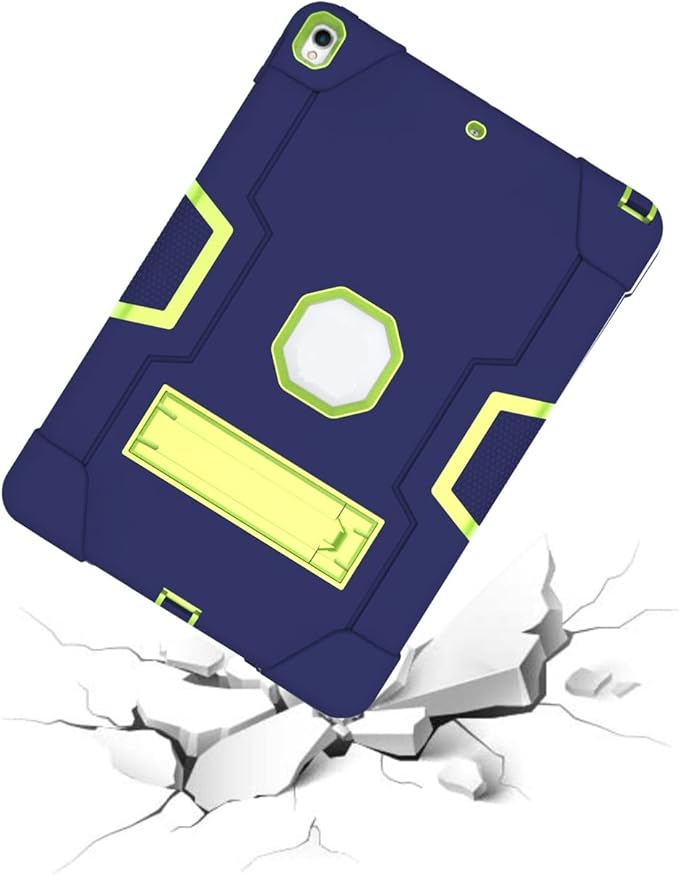 Jaorty 3 in 1 Hybrid Case for iPad Air 3 10.5 &amp iPad Pro 10.5 - Heavy Duty Rugged Stand Shockproof Anti-Slip Anti-Scratch Blue/Yellow Green