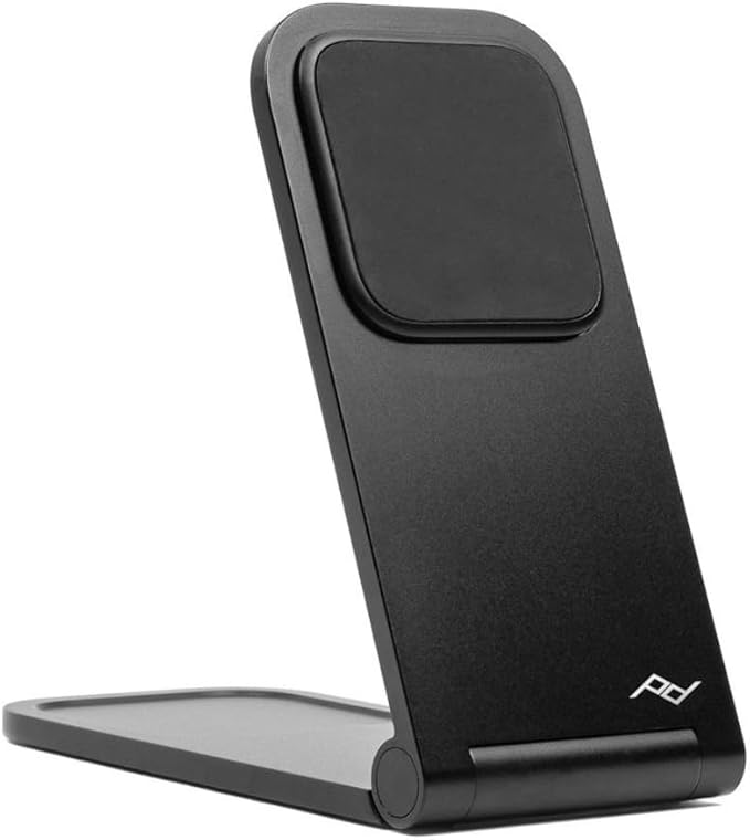 Peak Design Wireless Charging Stand Black Qi2 Charging Grippy Silicone Base Works with Peak Design Mobile Cases MagSafe Compatible for iPhone Samsung and Google Pixel Phones