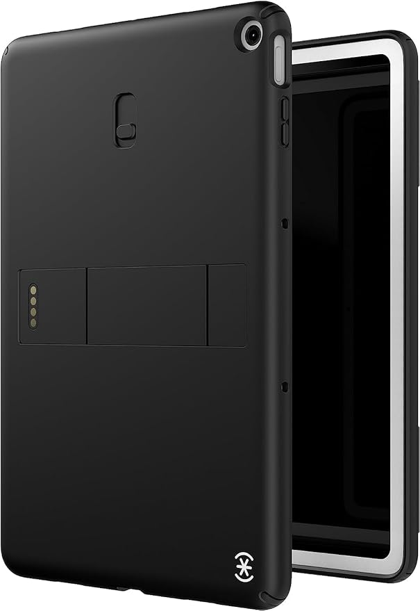 Speck Google Pixel Tablet 2023 Case and Stand - Full Back Thin Scratch Resistant Drop Protection &amp Adjustable Kickstand - Works with Google Pixel Charging Speaker Dock - Black &amp White Stand