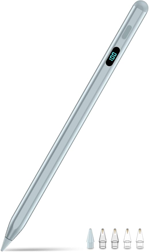 Pencil for iPad with Magnetic&amp5 Extra TipsUSB-C Faster ChargeStylus Pen Compatible with iPad 6-11th/A16Air M3/M2/3-5thPro M4&ampM5/11/12.9/13inchMini 5th-7th/A17Pro(Blue)