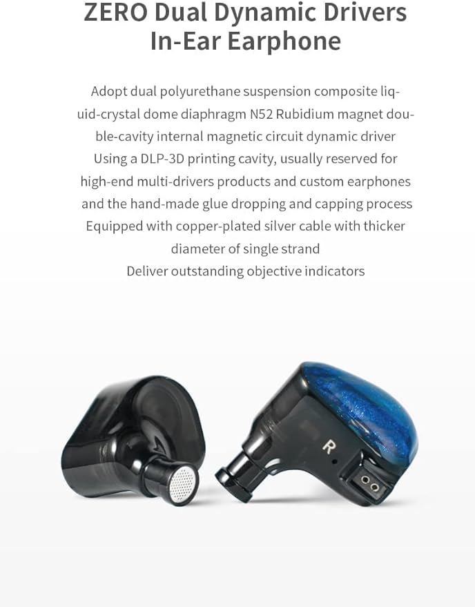 Fanmusic TRUTHEAR x Crinacle Zero Earphone Dual Dynamic Drivers in-Ear Earphone with 0.78 2Pin Cable Earbuds (Zero)