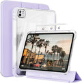 Case for iPad Air 13 Inch M3/M2 (2025/2024) &amp Pro 12.9 Inch 6th/5th/4th/3rd Generation 2022/2021/2020/2018 with Pencil Holder2 in 1 Detachable Trifold Sliding Cover with Clear Back Shell Purple