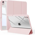 KENKE Smart Case for iPad (A16) 11th Generation 11 Inch 2025/10th Gen 10.9 Inch 2022 with Pencil Holder Trifold PU Stand Clear Hard PC Back &amp TPU Shockproof Frame Cover Auto Wake/Sleep Pink