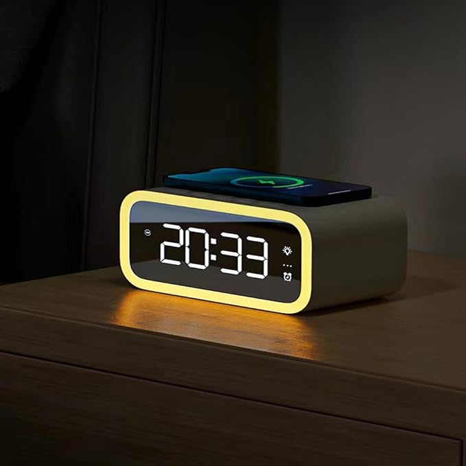 Wireless Charger Alarm Clock Qxf-805 White