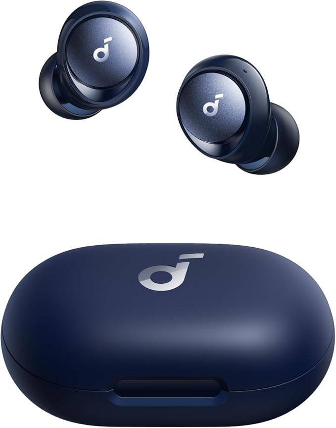soundcore by Anker Space A40 Auto-Adjustable Active Noise Cancelling Wireless Earbuds Reduce Noise by Up to 98% 50H Playtime Hi-Res Sound Comfortable Fit App Customization Wireless Charge (Blue)