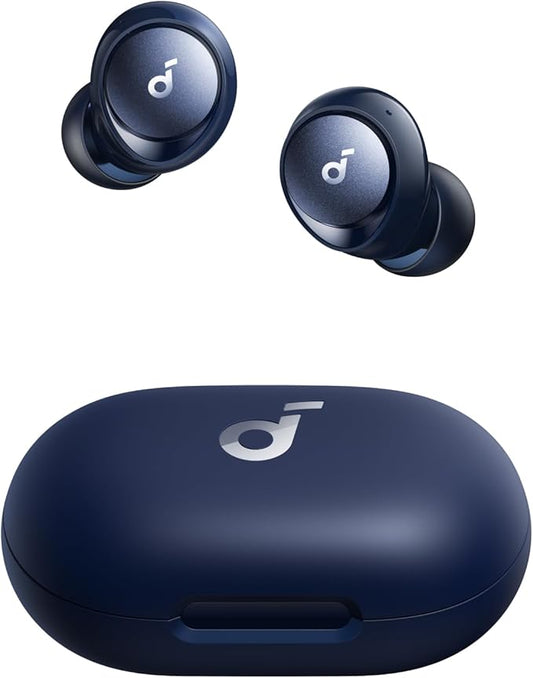 soundcore by Anker Space A40 Auto-Adjustable Active Noise Cancelling Wireless Earbuds Reduce Noise by Up to 98% 50H Playtime Hi-Res Sound Comfortable Fit App Customization Wireless Charge (Blue)