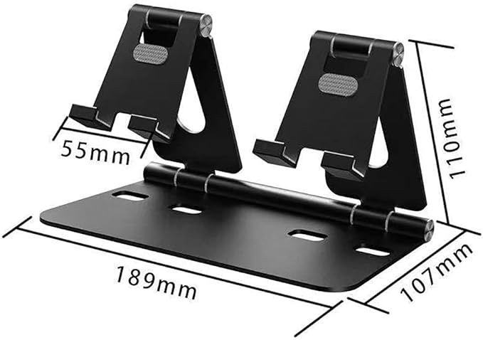 iAnder Aluminum Phone Stand Muti Functional Flat Phone Dual Bracket Adjustable Tablets Stand Compatible with iPhone iPad Smartphone and Tablet (Black)