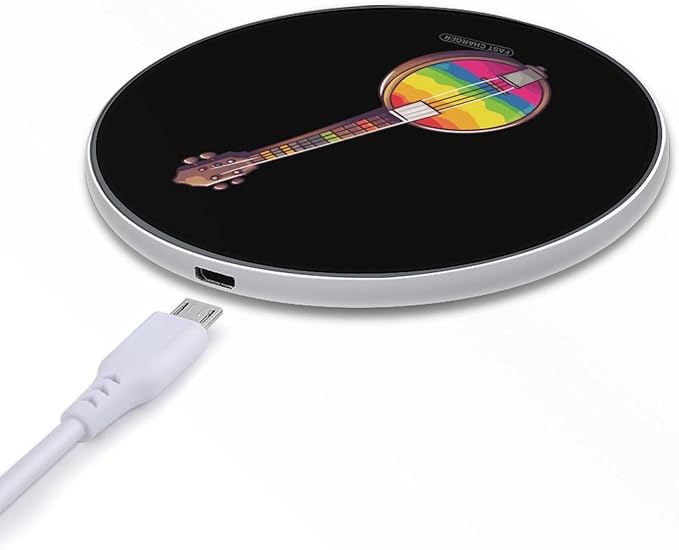 Colorful Banjo Music Instrument Wireless Charger Anti-Slip Wireless Charging Pad Slim Charger Mat for Men Women