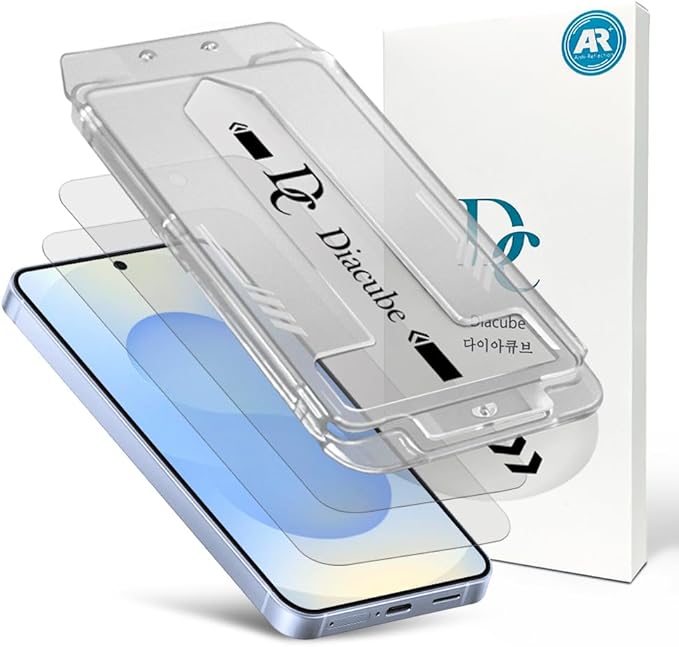 2 PACK AR Screen Protector Compatible with Samsung Galaxy S25/S24 with Auto Dust Removal Installation Frame Anti-Reflective [Support Fingerprint Unlock] 9H Tempered Glass Scratch Resistance Fingerp