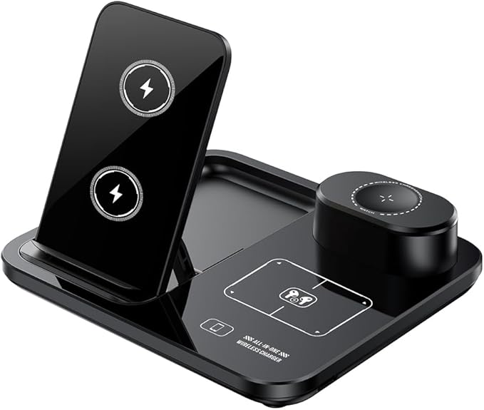 IHAO 3in1 Auto-Rising Wireless Charging Station 15W Fast Charge Ultra-Slim Foldable Design Wireless Charger for Phone Watch Earbud QC3.0 &amp PD Compatible