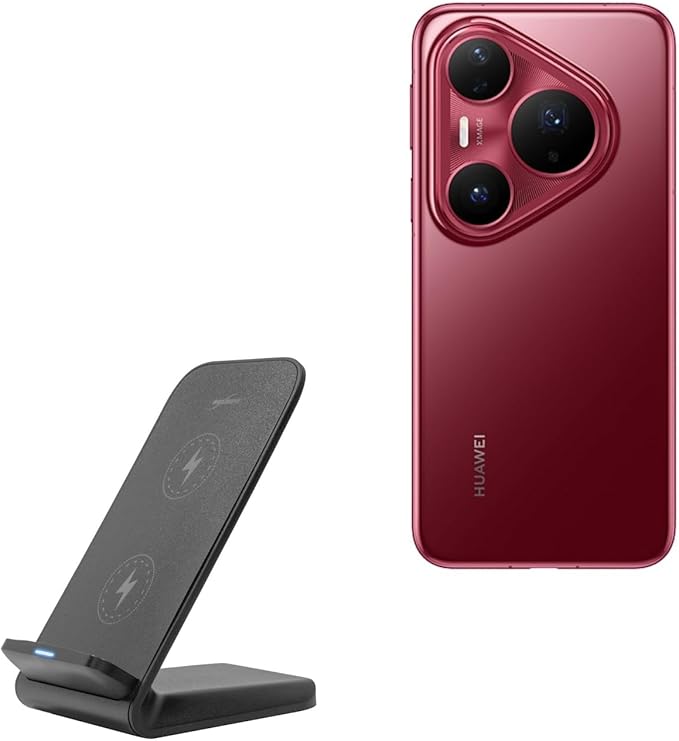 BoxWave Charger Compatible with Huawei Pura 80 Pro+ - Wireless QuickCharge Stand (15W) Desktop Viewing Qi Wireless Charging - Jet Black