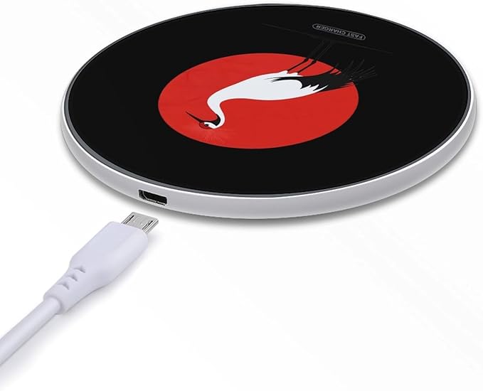Red Crowned Crane Japanese Bird Wireless Charger Anti-Slip Wireless Charging Pad Slim Charger Mat for Men Women