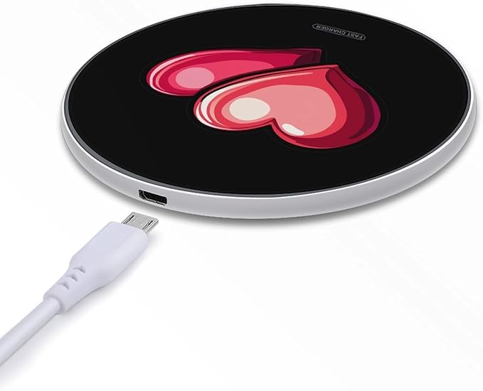Red Heart Print Wireless Charger Anti-Slip Wireless Charging Pad Slim Charger Mat for Men Women