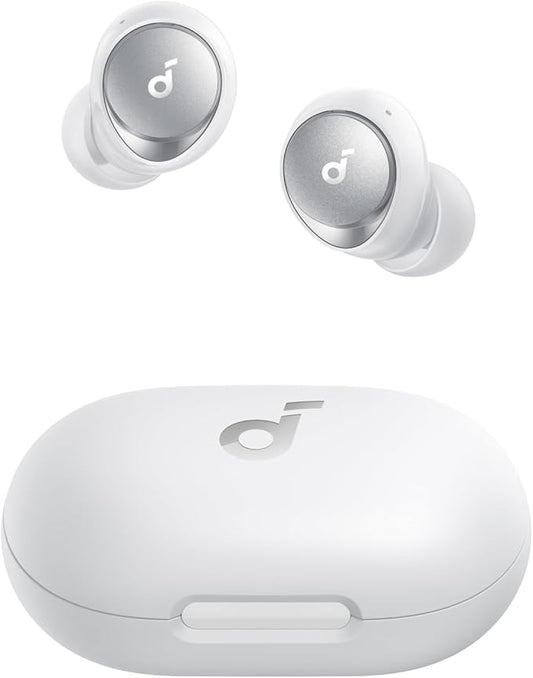 Soundcore by Anker Space A40 Auto-Adjustable Active Noise Cancelling Wireless Earbuds Reduce Noise by Up to 98% 50H Playtime Comfortable Fit App Customization Wireless Charge (White)