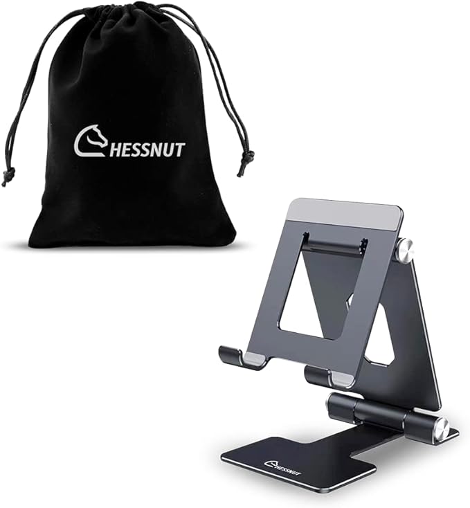 Chessnut Dual Folding Cell Phone Stand Fully Adjustable Foldable Desktop Phone Holder Cradle Dock Compatible with Phone 13 12 11 Pro Xs Xs Max Xr X 8 Nintendo Switch Tablets (7-10) All Phones