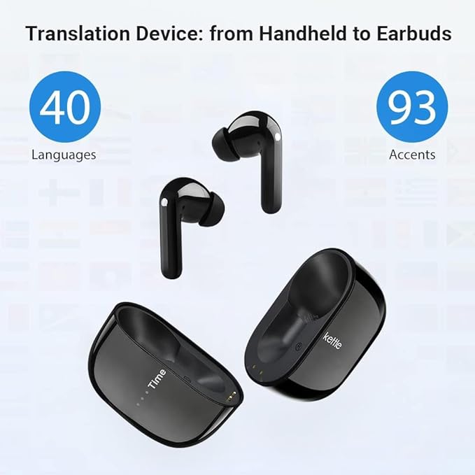 Timekettle M3 Language Translator Earbuds Two-Way Translator Device with APP for 40 Languages Online Voice Translator for Exploring Expat Life Freely Compatible with iOS Android (Online Version)