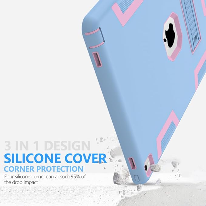 Case for iPad Pro 12.9 Case 2017/2015 (Old Model1st &amp 2nd Gen) Puxicu Heavy Duty Rugged Protective Cover for iPad Pro 12.9 (Model: A1584 A1652 A1670 A1671) Blue &amp Pink