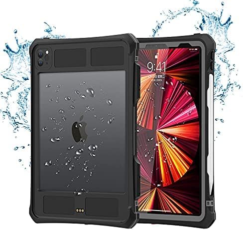ShellBox Case for iPad Pro 11 Inch 2021/2020Full-Body Protective CaseMagnetic Pencil HolderExternal Keyboard InterfaceIP68 Waterproof Dustproof Shockproof iPad Pro 11 Inch Case (Black)