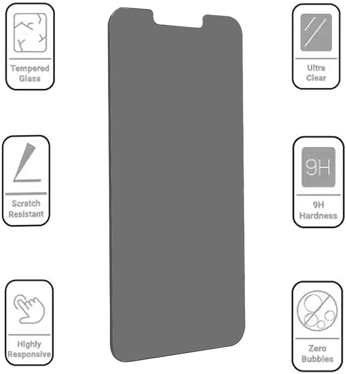 Deara ArmorPro 9H+ Tempered Glass Privacy Screen Protector for iPhone 14/iPhone 13/iPhone 13 Pro [6.1 Inch] Anti Spy Case Friendly (Longest Durable) 2 Pack