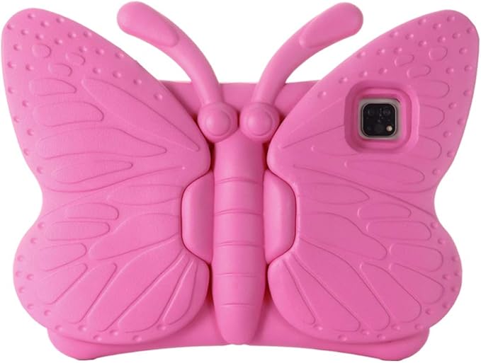 iPad Air 5th /4th Generation Case Kids iPad Pro 11 inch Case for Girls Cute Butterfly Shockproof EVA Foam Stand Cover for 11 iPad Pro 2022/2021/2020/2018 and 10.9 iPad Air 2022/2020 Rose