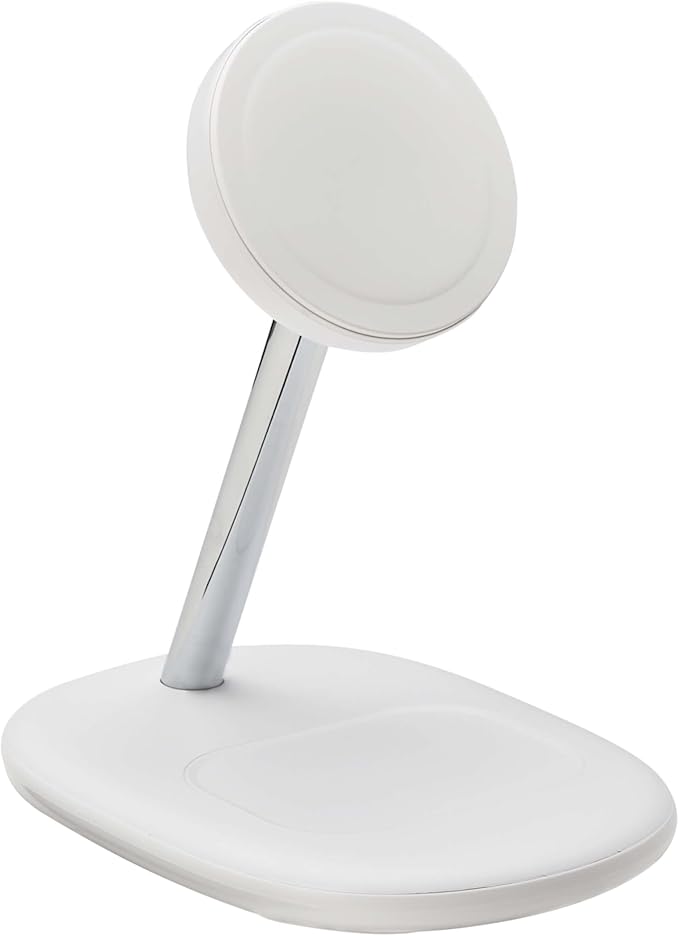 Eaton Tripp Lite Series Wireless Charger Stand 20W Magnetic Charging Stand MagSafe MFi Charging for Apple iPhone &amp AirPods Adjustable Stand 3ft Cable White 1-Year Warranty (U280MS-2N1-WH)