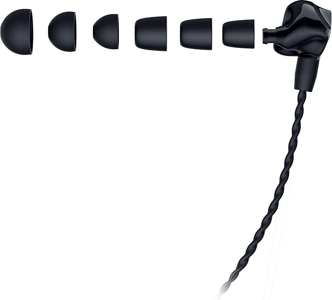 Razer Moray in-Ear Monitor for All-Day Streaming: Clear Full-Range Audio - Comfortable Fit - Low Profile Design - Sound Isolating Earbuds - Detachable Over-Ear Wire - Custom Ear Tips &amp Case - Bla