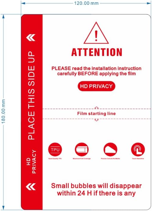 50pieces/ bag 4 Layer 120mm X 180mm TPU HD Matte Privacy Flexible Hydrogel Film Straight Curved Screen Protector Cut Machine Mobile Phone Protective Film (HD Privacy)