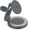 Foldable 360º Rotatable Zinc Alloy 3-in-1 Magnetic Wireless Charger3 in 1 Charging StationCharging Stand15W for iPhone 12-175W for Apple Watches AirPods (Adapter Included) (Gray)