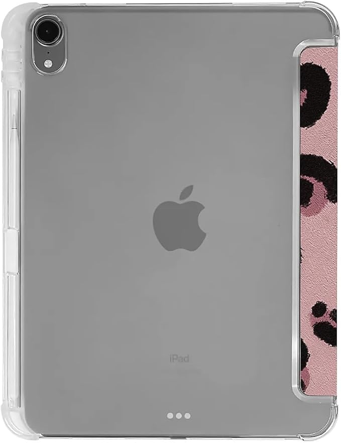 Pink Leopard Ripple Case Compatible with iPad 9th 8th 7th Generation 10.9 Inch 2021/2019/2018Funny Cover with Trifold Stand + Pencil Holder for Boys GirlsiPad 10.9in 2022