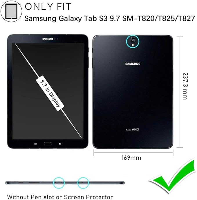 DreamerX for Samsung Galaxy Tab S3 9.7 Case T820/T825/T827 Heavy Duty Rugged Full Body Drop Protective Silicone Cover for Kids with Rotating Stand Handle Hand Strap Carrying Shoulder Strap Black