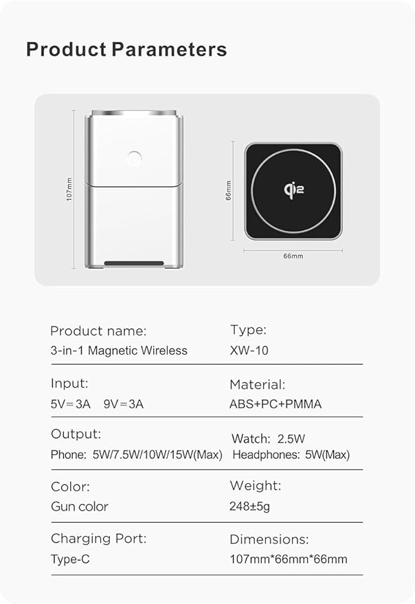 Charger Standfor iPhone 17 Wireless Charger 3-in-1 Cube Compatible with MagSafe 15W Foldable Fast Charging Stand for iPhone 16/15/14/13 Apple Watch 1-8/Ultra AirPods Compatible with Samsung