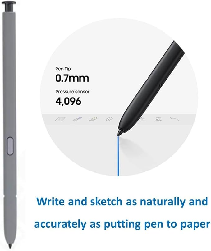 S22 Ultra Pen (withBluetooth) Replacement for Samsung Galaxy S22 Ultra S Pen S22 Ultra Stylus (4096 Pressure Sensor) + Replacement Tips/Nibs (Gray)