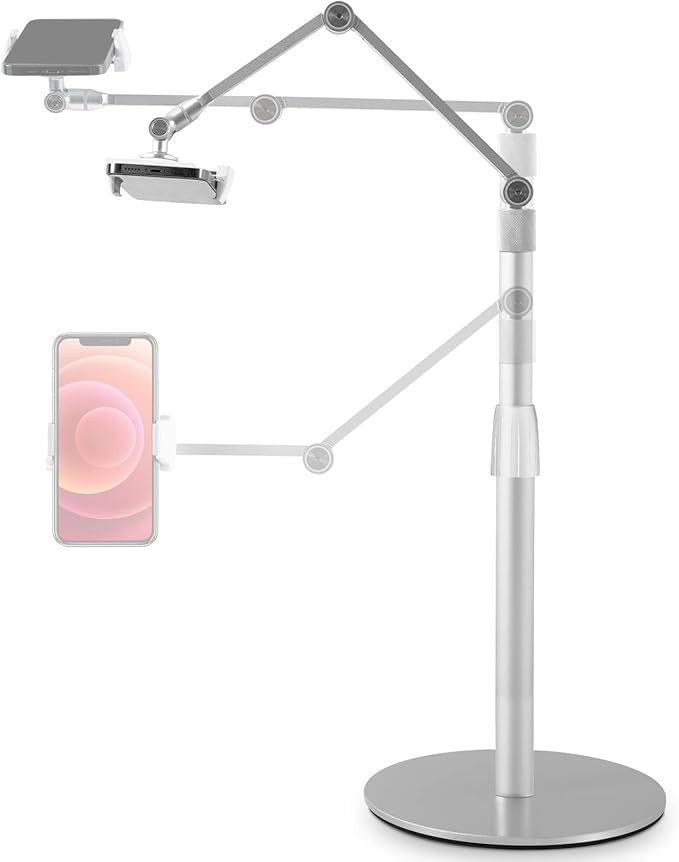 Viozon Tablet Phone Overhead Stand Height &amp 360 Degree Angle Adjustable Aluminum Desktop Stand Compatible with 3.5-11 Cellphone or Tablet Such as iPhone iPad Pro Air Mini Samsung Nexus(AP-4P