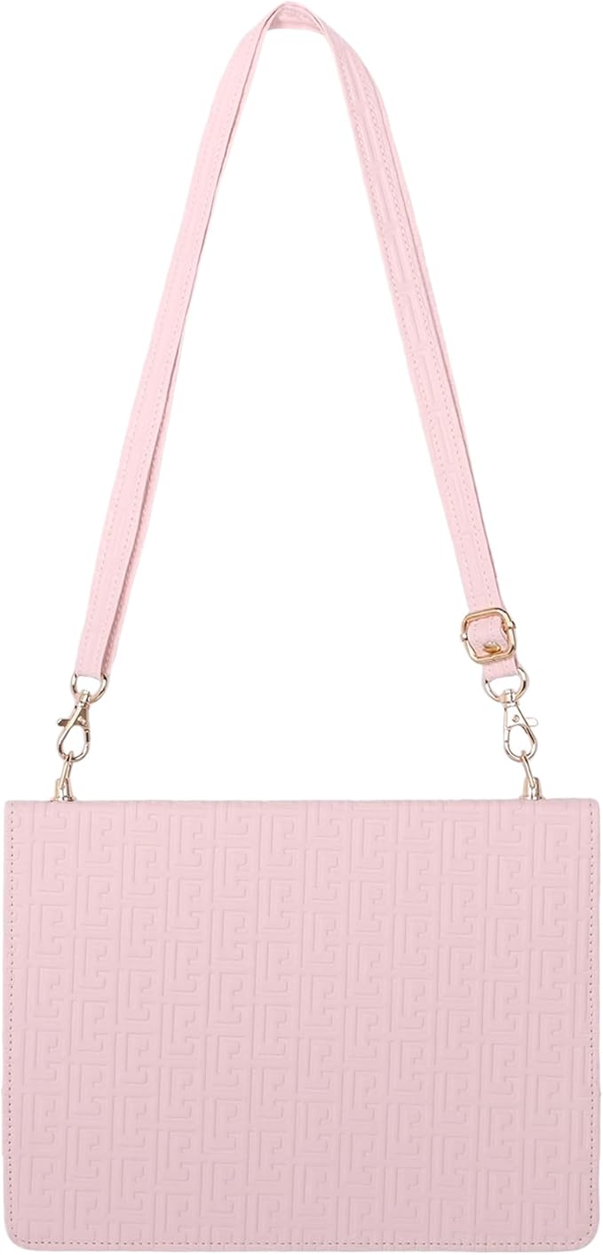 Handbag Case for iPad Mini 7 2024/Mini 6th Generation Case Techcircle Elegant Crossbody PU Leather Folio Envelope Pocket Stand Cover with Hand Strap+Shoulder Strap+Pencil Holder+Card Slots Baby Pink