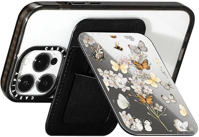 CASETiFY Snappy Card Holder Stand Compatible with Magsafe - BUTTERFLY SUNDAY - Silver Mirror