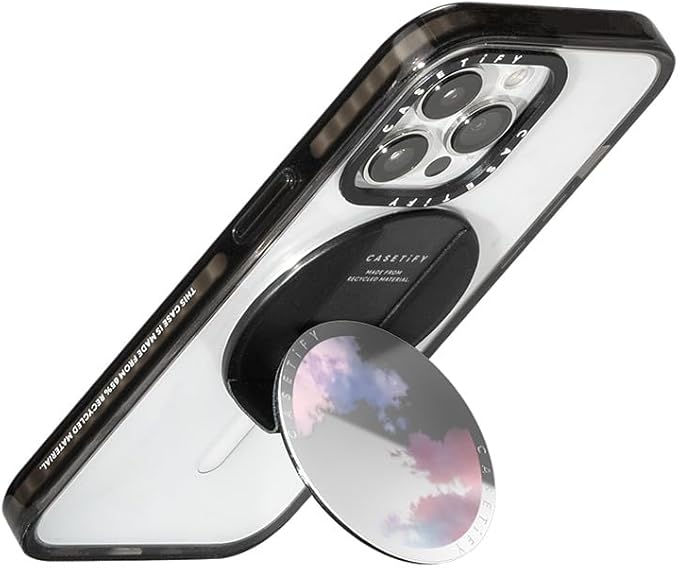 CASETiFY Snappy Grip Stand Compatible with Magsafe - Clouds - Silver Mirror