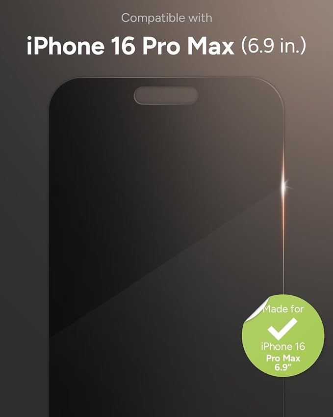 ZAGG Glass Elite Privacy Screen Protector for iPhone 16 Pro Max - 2-Way Privacy Filter Ultra-Strong Tempered Glass 5X Stronger InvisibleShield Smudge-Free Easy Install Recycled Content