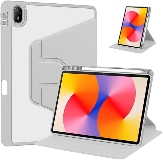 Rotating Case for Huawei MatePad SE 11 inch 2024 with Pencil Holder360 Degree Rotation Protective Stand Smart Tablet Slim Hard Shell Folio Cover Clear Back Auto Wake/Sleep (Grey)