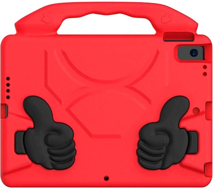 SaharaCase Thumbs Up KidProof Case for Apple iPad 10.2 (9th Generation 2021) [Shockproof Bumper] Rugged Child Protection Antislip Kickstand (Red)