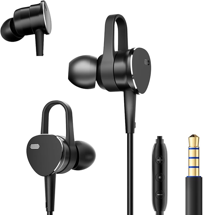 Wired Headphones Deep Bass Noise-Canceling Clear CallsMulti-Purpose In-Ear Stereo Bass Wired Earbuds with Mic Noise Reduction Compatible with iPhone 17 Pro 16 15 Android Tablets (USB C+3.5MM plug)